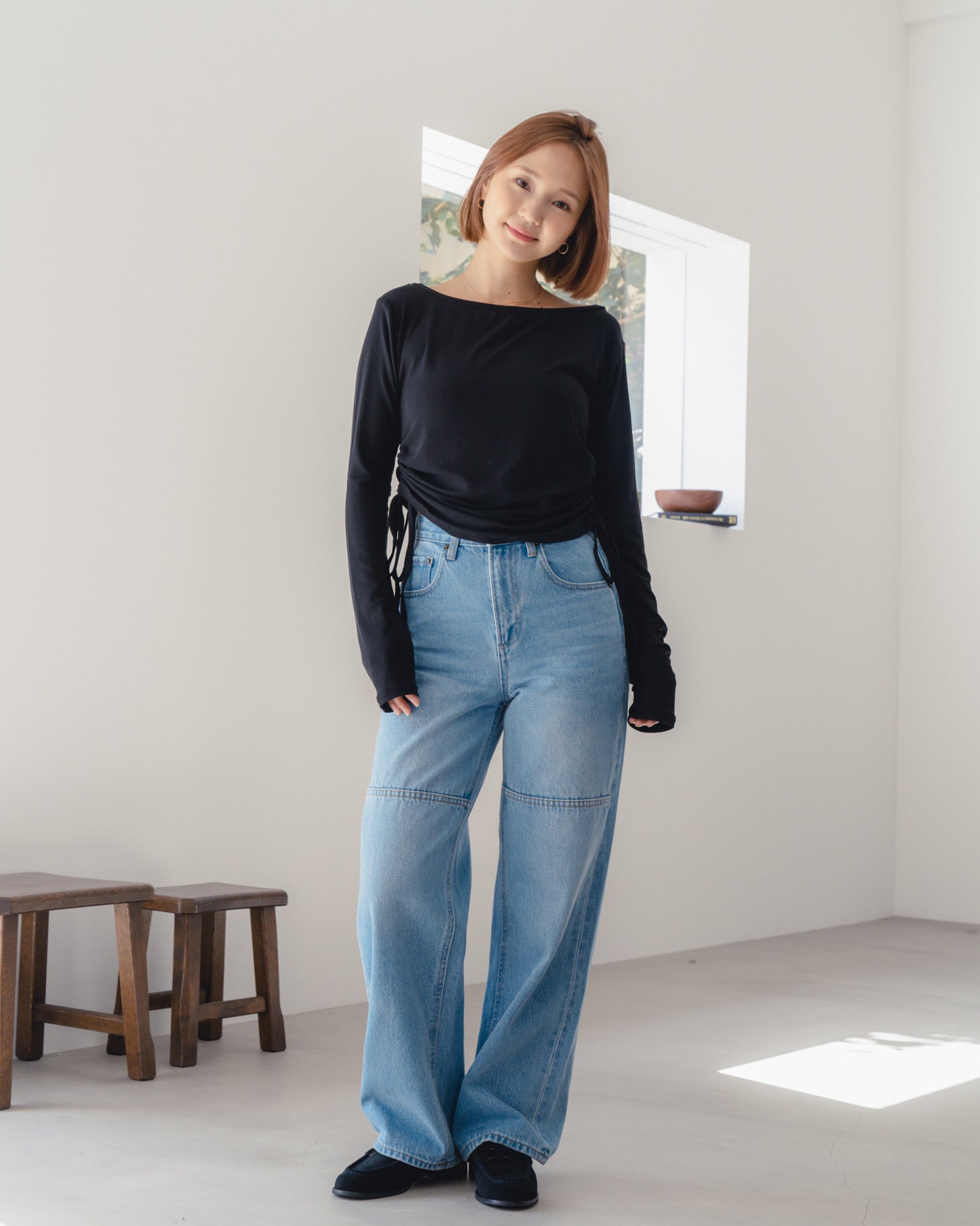 SHIRRING LONG SLEEVE SHIRT