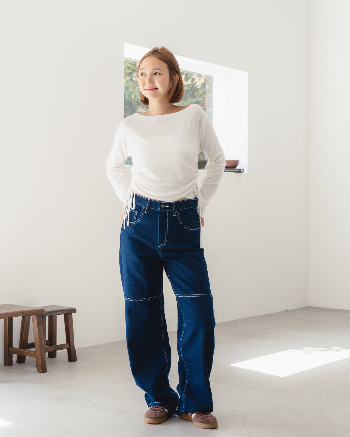 SHIRRING LONG SLEEVE SHIRT