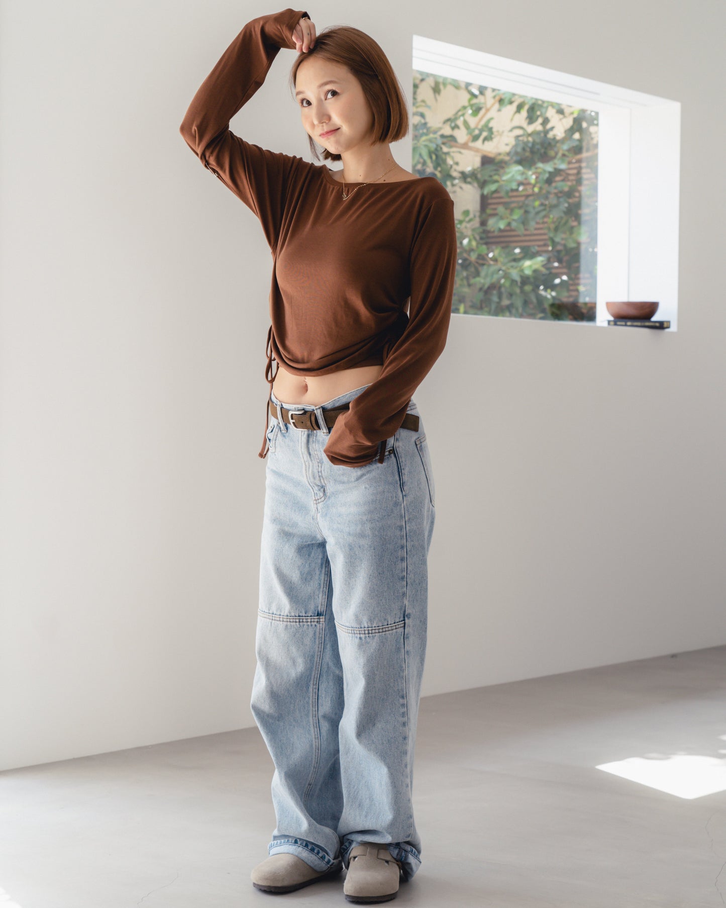 SHIRRING LONG SLEEVE SHIRT