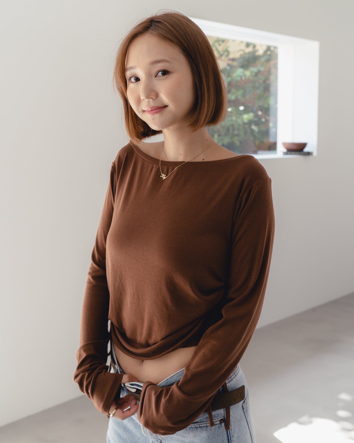 SHIRRING LONG SLEEVE SHIRT